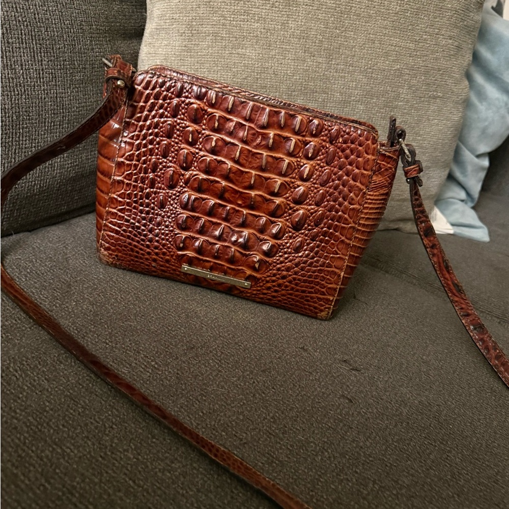 Brahmin Brown Crocodile Pattern Crossbody Bag